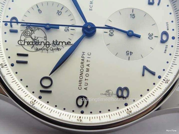 MIROTIME 0715 UrbanStyle Portuguese IW371446 ZF 1:1 Best Edition SS White Dial Blue Markers On Blue Leather Strap  A79350 V 7270